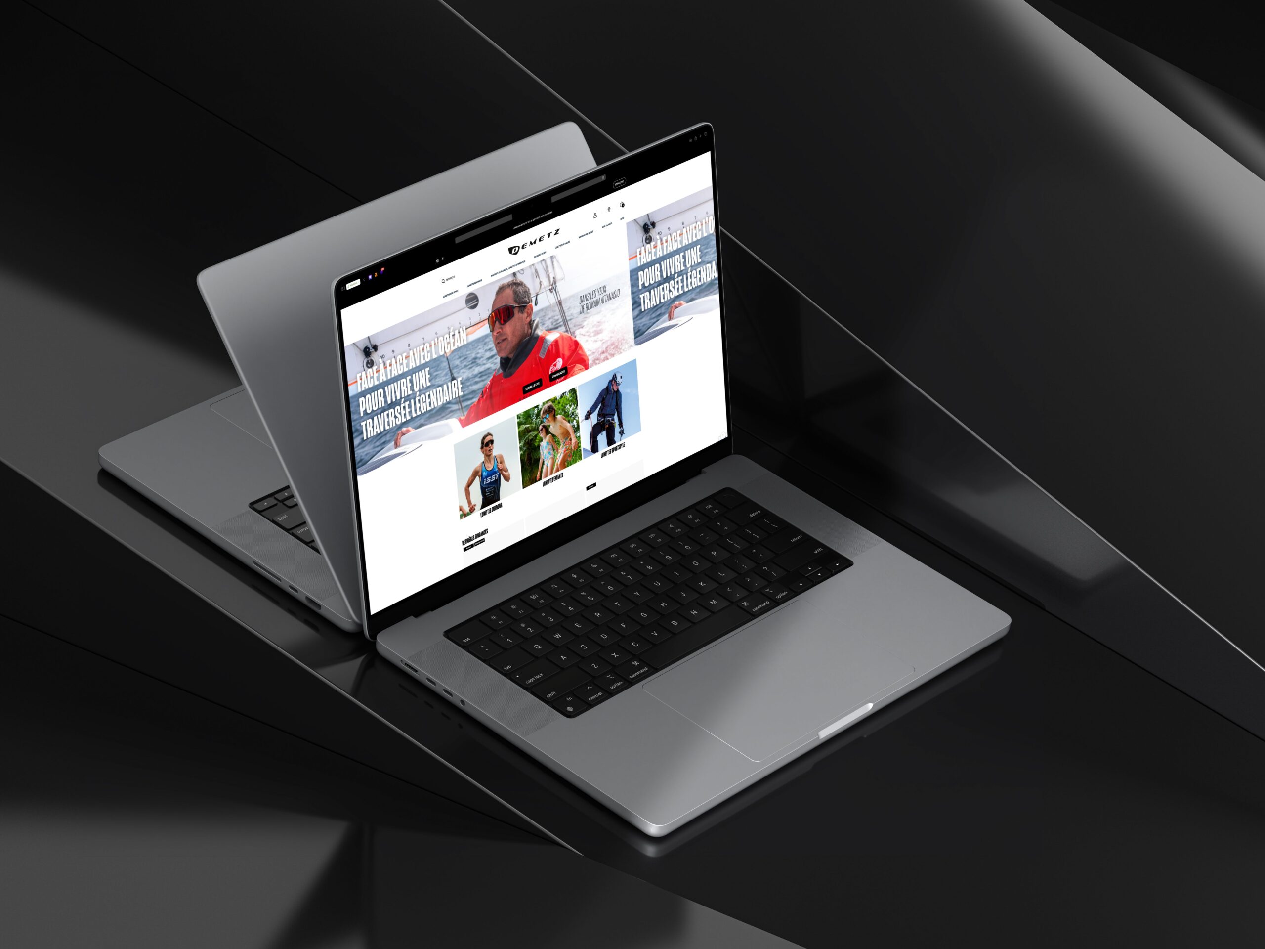Ordinateur affichant la page d'accueil de Demetz